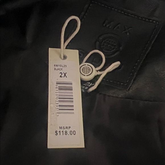 Max Studio Black Washed Faux Leather Moto Jacket Size 2X - Picture 9 of 14